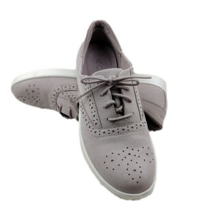 Ecco Barentz Hybrid Grey Rose Nubuck Leather Brogue Perforation Casual Sneakers